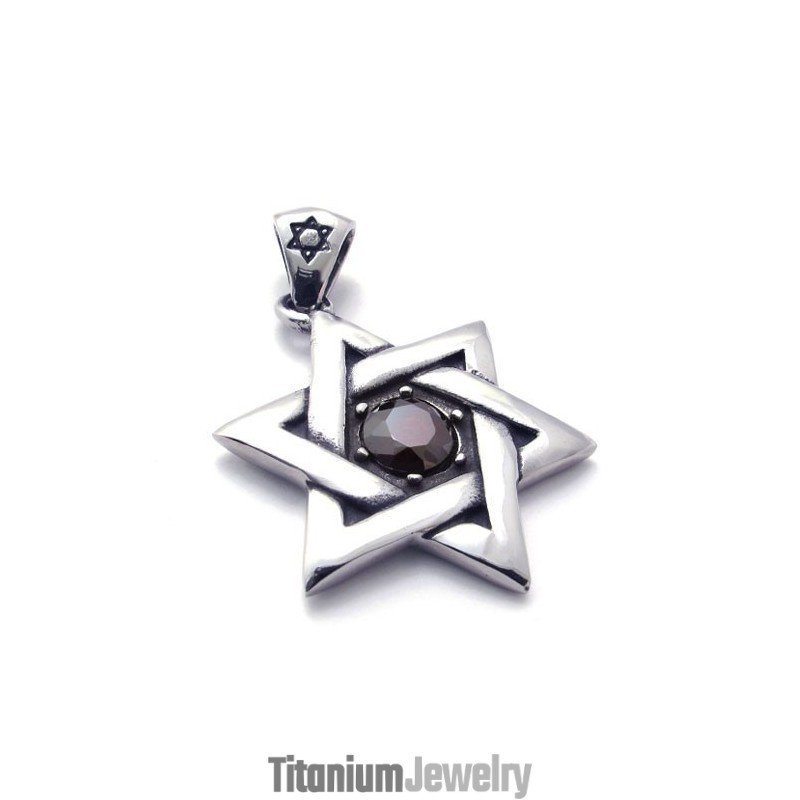 תליון טיטניום לאקי סטאר אדום זירקון תליון טיטניום לאקי סטאר אדום זירקון