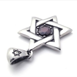 תליון טיטניום לאקי סטאר אדום זירקון