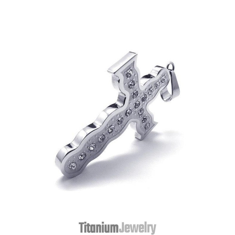 שרשרת תליון צלב מטיטניום טהור מכסף לגברים (חדשה)