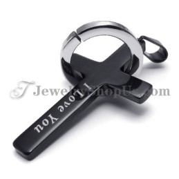 תליון צלב ועיגול מטיטניום שחור