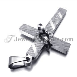 תליון טיטניום צלב עם אבני חן עיגוליות