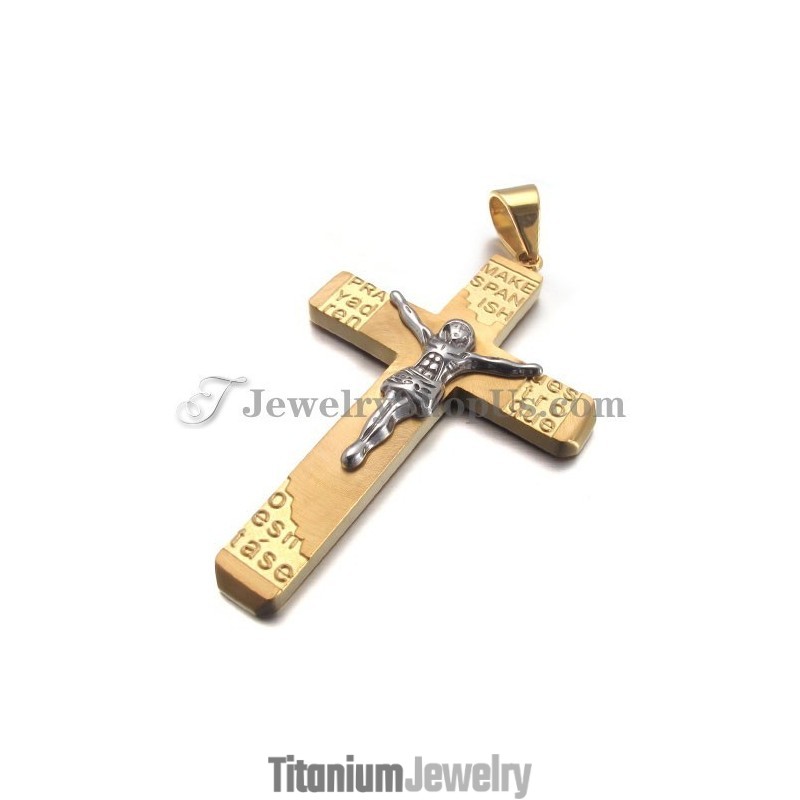 תליון צלב ישו מזהב טיטניום יפהפה תליון צלב ישו מזהב טיטניום יפהפה