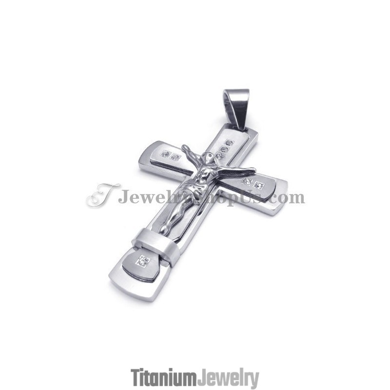 תליון טיטניום קלאסי של צלב ישו תליון טיטניום קלאסי של צלב ישו