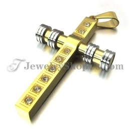 תליון צלב טיטניום זהב מהמם עם אבני חן