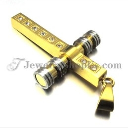 תליון צלב טיטניום זהב מהמם עם אבני חן