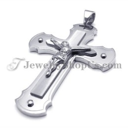תליון צלב ישו קלאסי מכסף טיטניום