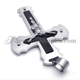 תליון צלב ישו קלאסי מטיטניום שחור