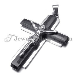 תליון צלב ישו בצבע שחור מטיטניום אופנתי