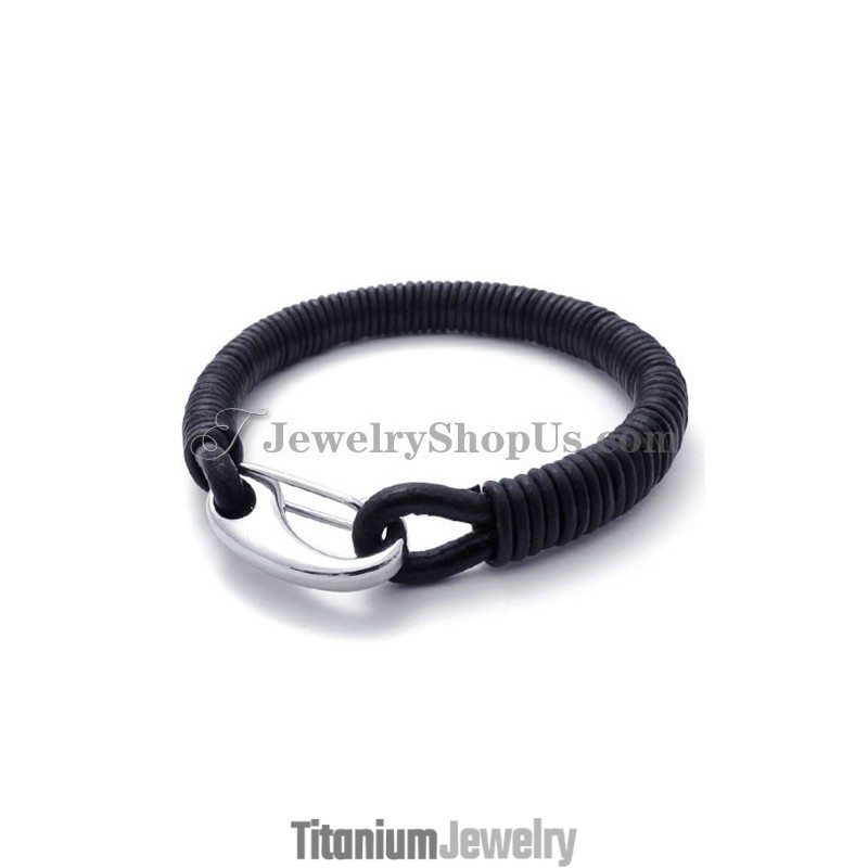 צמיד טיטניום מעור שחור אופנתי