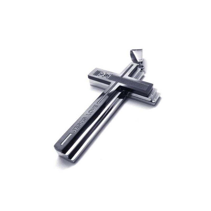 שרשרת טיטניום טהור מכסף לגברים עם תליון צלב (חדש)