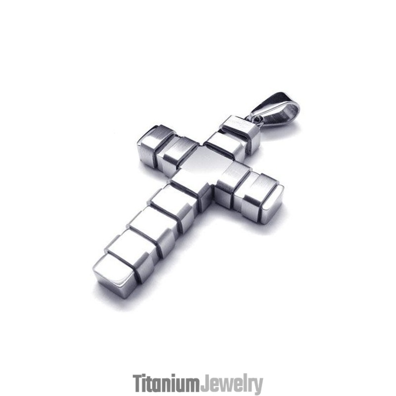 שרשרת תליון צלב מטיטניום טהור מכסף לגברים (חדשה)