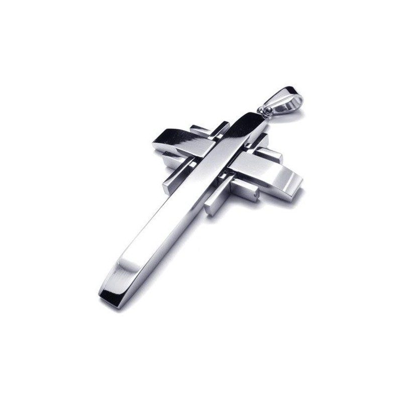 שרשרת תליון צלב מטיטניום טהור מכסף לגברים (חדשה)