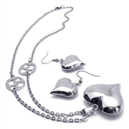 סט תכשיטי טיטניום איכותי ואמין, עיצוב יפהפה, צבע זוהר, כולל שרשרת, תליון ועגיל