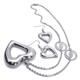 סט תכשיטי טיטניום איכותי, צורה אלגנטית, צבע זוהר, כולל שרשרת, תליון ועגיל