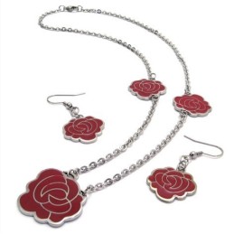 סט תכשיטי טיטניום איכותי ויפה בעיצוב אטרקטיבי, צבעוני ויפה, הכולל שרשרת, תליון ועגיל