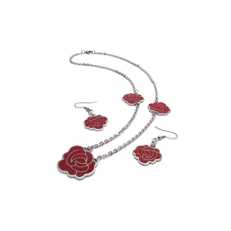 סט תכשיטי טיטניום איכותי ויפה בעיצוב אטרקטיבי, צבעוני ויפה, הכולל שרשרת, תליון ועגיל