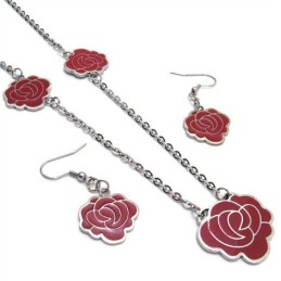 סט תכשיטי טיטניום איכותי ויפה בעיצוב אטרקטיבי, צבעוני ויפה, הכולל שרשרת, תליון ועגיל