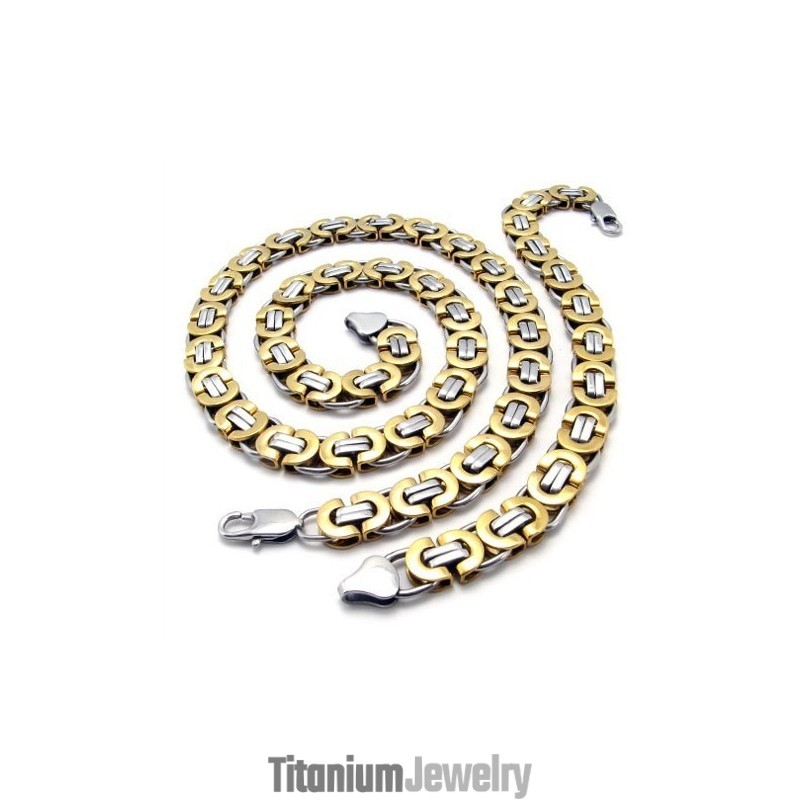 סט תכשיטי טיטניום איכותי וחדשני עם טכנולוגיה עדכנית, ברק צבעים, כולל שרשרת וצמיד