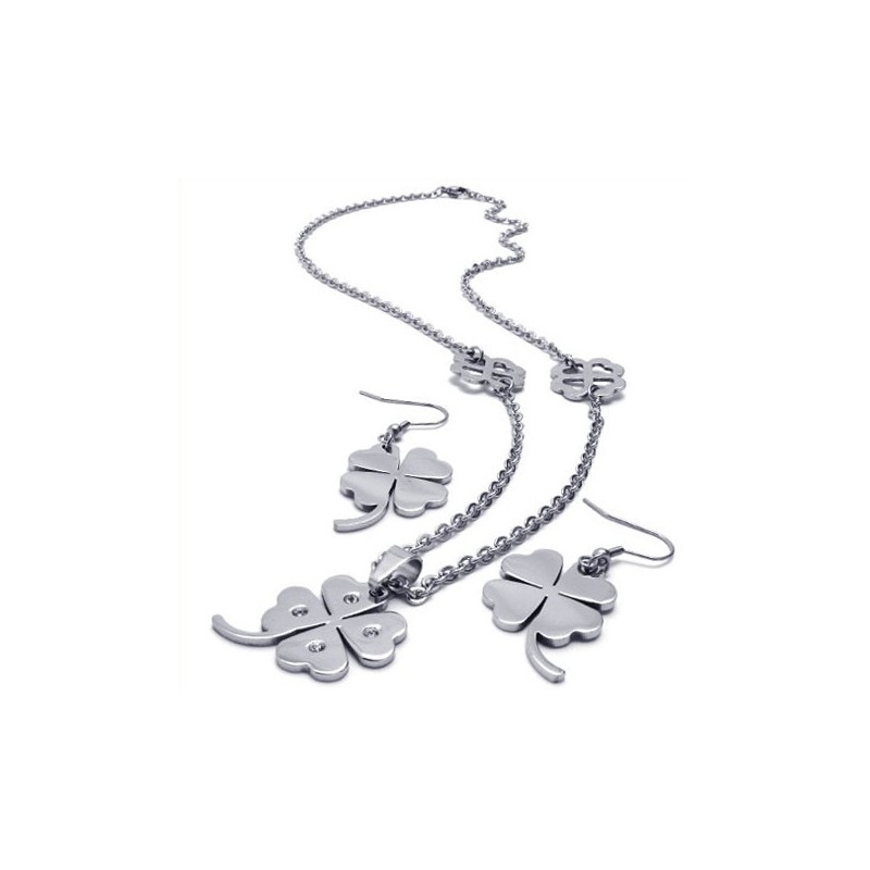 סט תכשיטי טיטניום איכותי, צורה אלגנטית, צבע זוהר, כולל שרשרת, תליון ועגיל