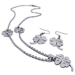 סט תכשיטי טיטניום איכותי, צורה אלגנטית, צבע זוהר, כולל שרשרת, תליון ועגיל