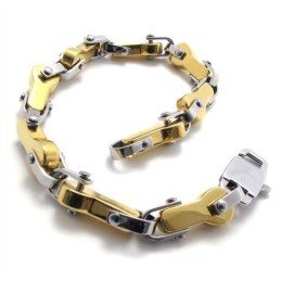 סט תכשיטי טיטניום איכותי ויציב בעיצוב מודרני, צבע זוהר, כולל שרשרת וצמיד