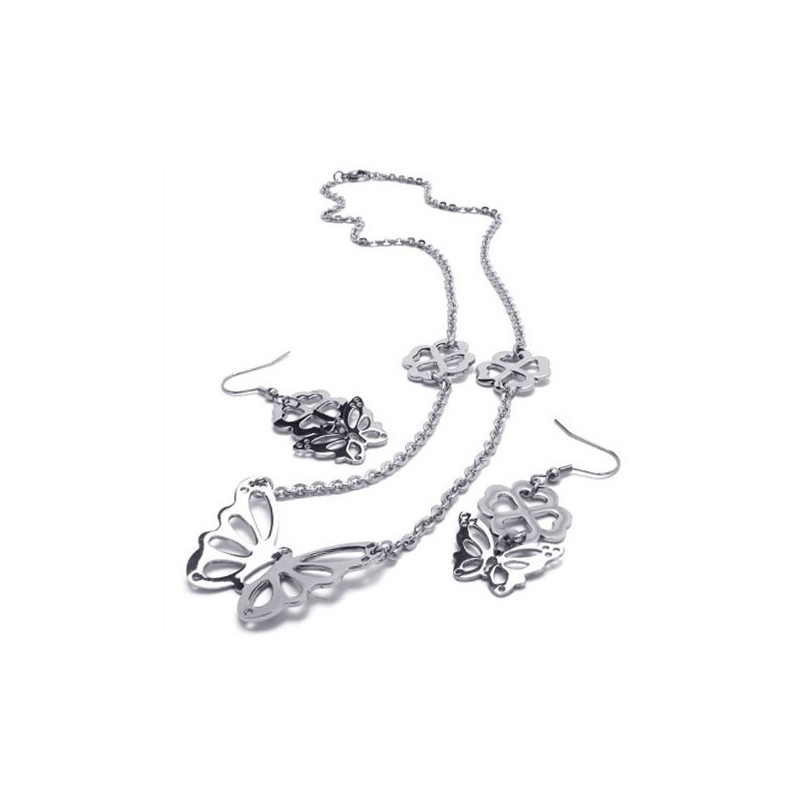 עיצוב אטרקטיבי, צבע זוהר, סט תכשיטי טיטניום איכותי הכולל שרשרת, תליון ועגיל