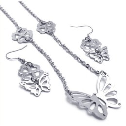 עיצוב אטרקטיבי, צבע זוהר, סט תכשיטי טיטניום איכותי הכולל שרשרת, תליון ועגיל