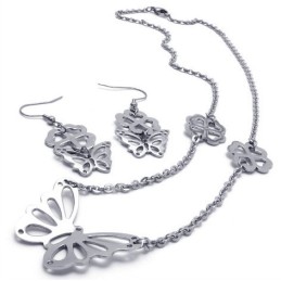 עיצוב אטרקטיבי, צבע זוהר, סט תכשיטי טיטניום איכותי הכולל שרשרת, תליון ועגיל