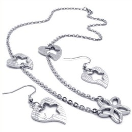 ייצור מיומן, צבע זוהר, סט תכשיטי טיטניום איכותי ואמינ הכולל שרשרת, תליון ועגיל